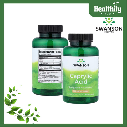 HealthilyYou | Swanson, Caprylic Acid, 600 mg, 60 Softgels Energy and Metabolism