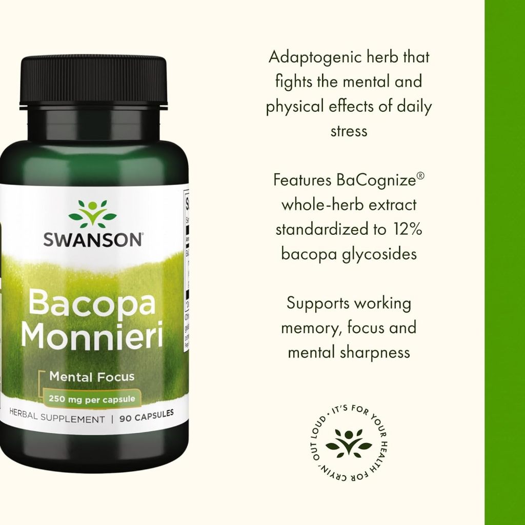 HealthilyYou | Swanson, Bacopa Monnieri, 250 mg, 90 Capsules Supports Memory and Mental Focus