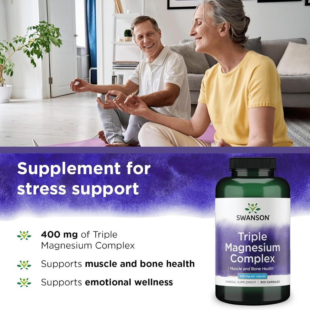 HealthilyYou | Swanson, Triple Magnesium Complex, 400 mg, Vegan Capsules Muscle and Bone Health