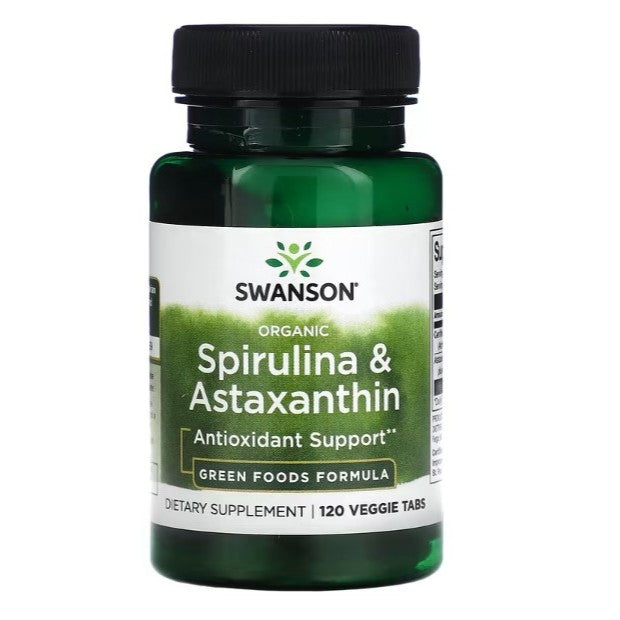 HealthilyYou | Swanson, Organic Spirulina & Astaxanthin, 120 Veggie Tabs Antioxidant Support