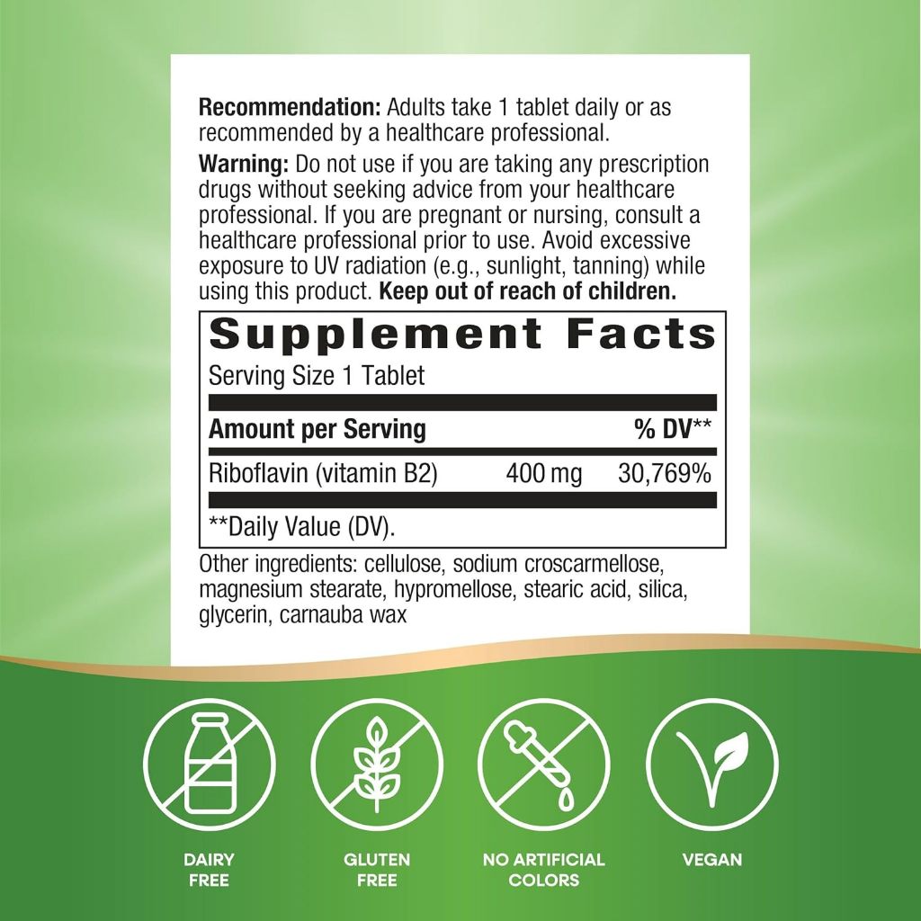 Nature's Way, Riboflavin, Vitamin B2 ( Supports Cellular Processes, Heart & Vascular Health )