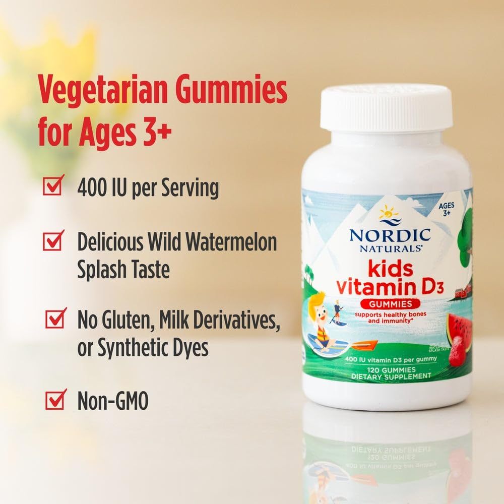 LittleSunshine | Nordic Naturals, Kids Vitamin D3 Gummies, Wild Watermelon Bone & Immunity Health