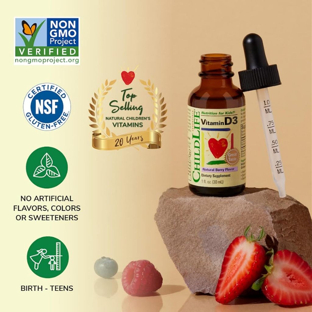LittleSunshine | ChildLife Essentials, Vitamin D3, Natural Berry, 12.5 mcg Bone & Immune Health