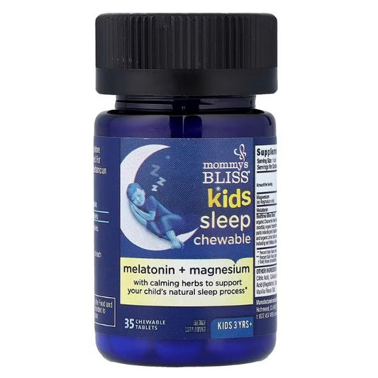 LittleSunshine | Mommy's Bliss, Kids Sleep Chewable, Melatonin + Magnesium, 3 Yrs+, Natural Grape,