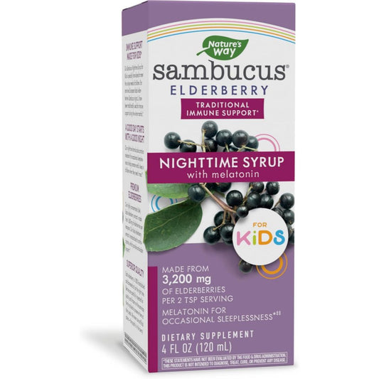 LittleSunshine | Nature's Way, Sambucus® Elderberry, For Kids, Nighttime Syrup With Melatonin,