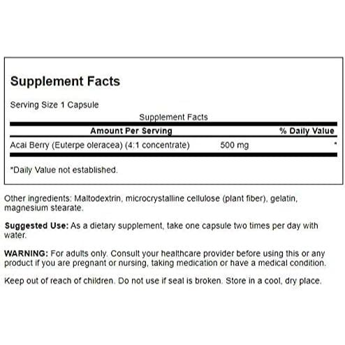 HealthilyYou | Swanson, Acai Berry, 500 mg, 120 Capsules Antioxidant Support  Herbal Supplement