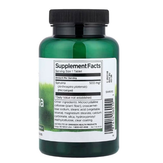 HealthilyYou | Swanson, Spirulina, 500 mg, 180 Tablets Antioxidant Support Green Foods Formula