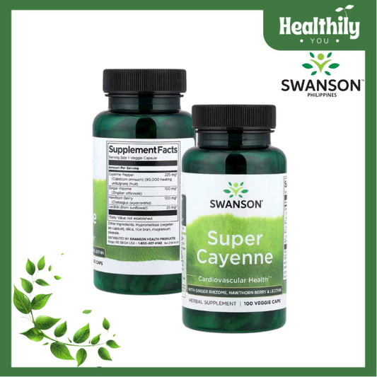 HealthilyYou | Swanson, Super Cayenne, 100 Veggie Caps Powerful Herbal Heart Health Support