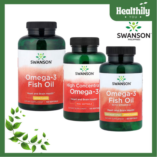 HealthilyYou | Swanson, Omega-3 Fish Oil with Vitamin D, Lemon, Softgels High Concentrate Omega