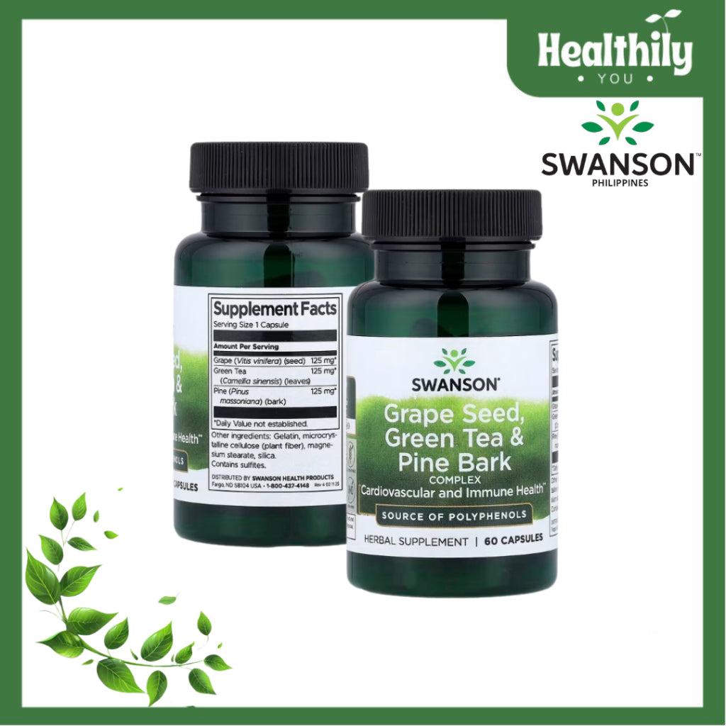 HealthilyYou | Swanson, Grape Seed, Green Tea & Pine Bark Complex, 60 Capsules Cardiovascular Health