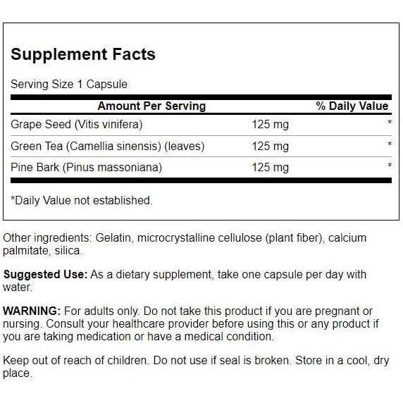 HealthilyYou | Swanson, Grape Seed, Green Tea & Pine Bark Complex, 60 Capsules Cardiovascular Health