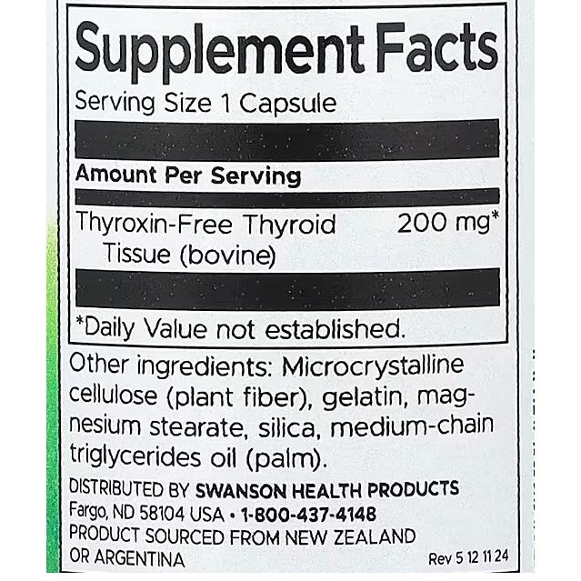 HealthilyYou | Swanson, Thyroid Glandular, 200 mg, 60 Capsules Glandular Nutrition