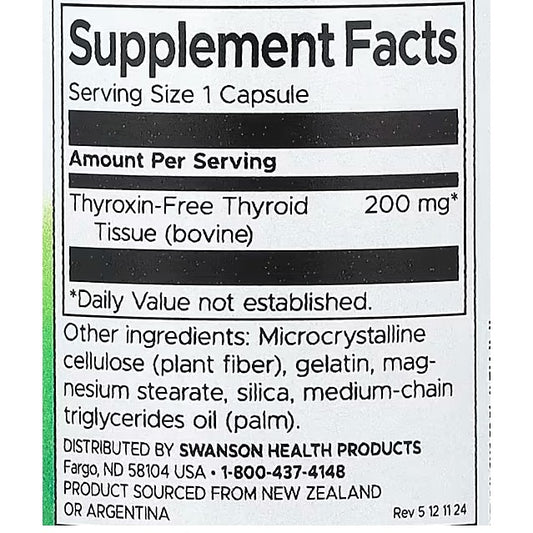 LowCostPH | Swanson, Thyroid Glandular, 200 mg, 60 Capsules Glandular Nutrition