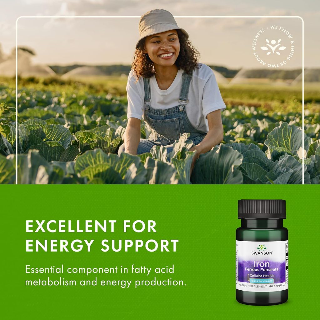 Healthily You | Swanson, Iron Ferrous Fumarate, 18 mg, 60 Capsules Cellular Health