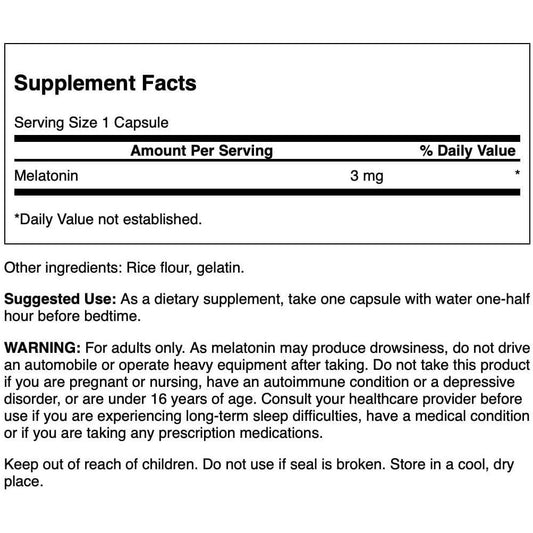 Healthily You | Swanson, Melatonin, 3 mg, 30 & 60 Capsules Sleep Support 100% Drug Free