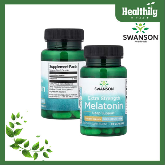 Healthily You | Swanson, Melatonin, Extra Strength 5 mg, 60 Capsules, Sleep Support 100% Drug Free