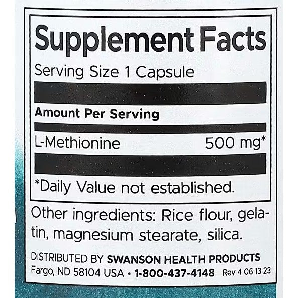 Healthily You | Swanson, L-Methionine, 500 mg, 30 Capsules, Promotes Healthy Liver Function