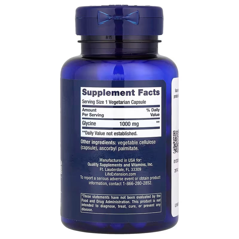 Life Extension, Glycine ( Sleep Quality, Collagen Production, Detoxification & Antioxidant Defense )