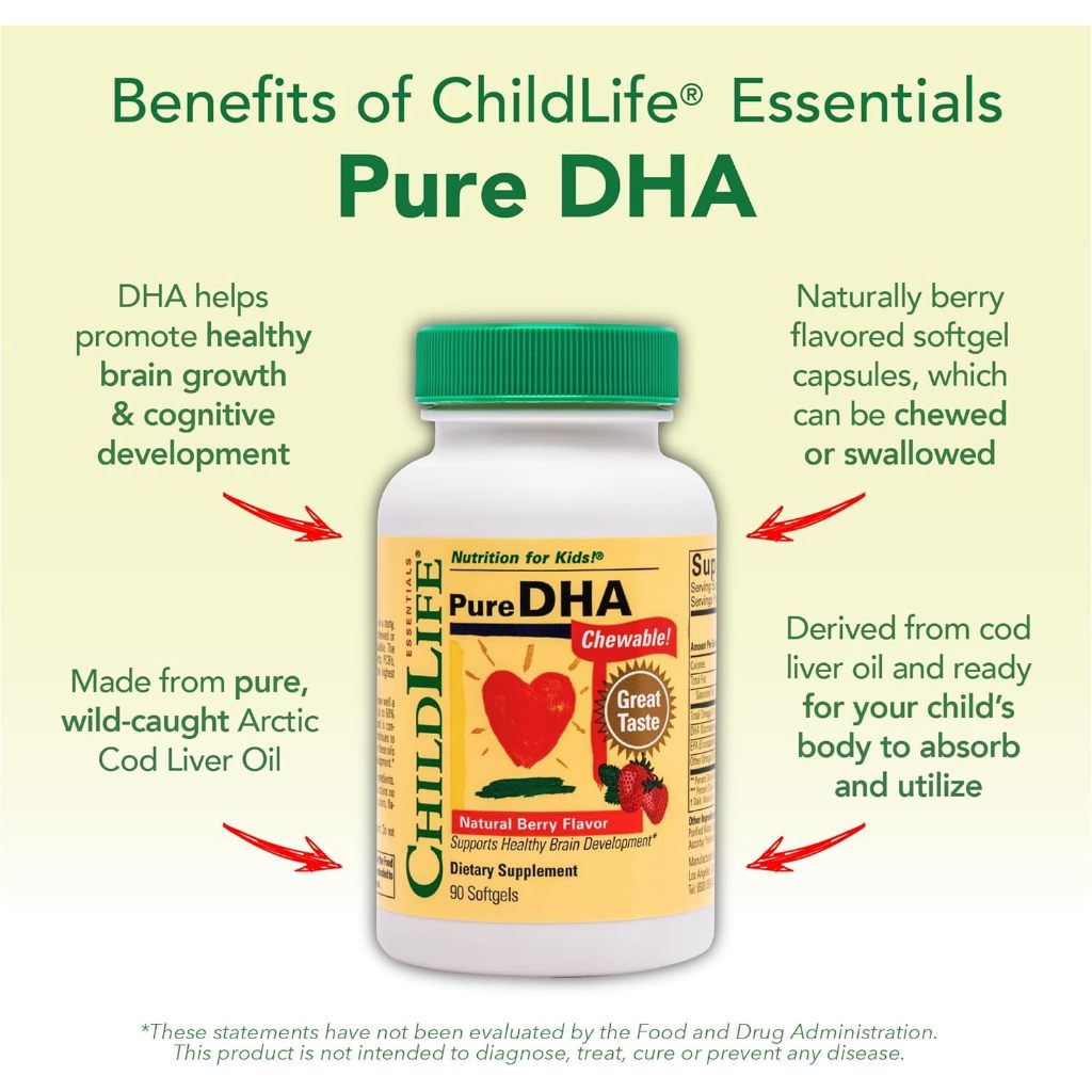 LittleSunshine | ChildLife Essentials, Pure DHA, Natural Berry, 90 Softgels Supports Healthy Brain