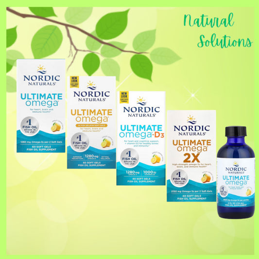 NaturalSolutions | Nordic Naturals, Ultimate Omega, Lemon, 1280 mg, D3, 2X, Heart, Brain and Immune