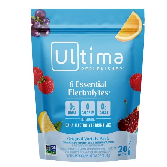 NaturalSolutions | Ultima Replenisher, 6 Essential Electrolytes, Lemonade, Tropical, Mix, Raspberry
