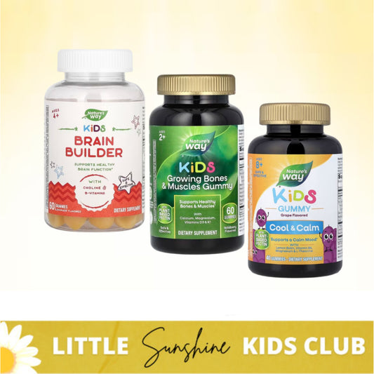 LittleSunshine | Nature's Way, Kids, Growing Bones, Cool, Calm & Collected, Brain Builder Gummies
