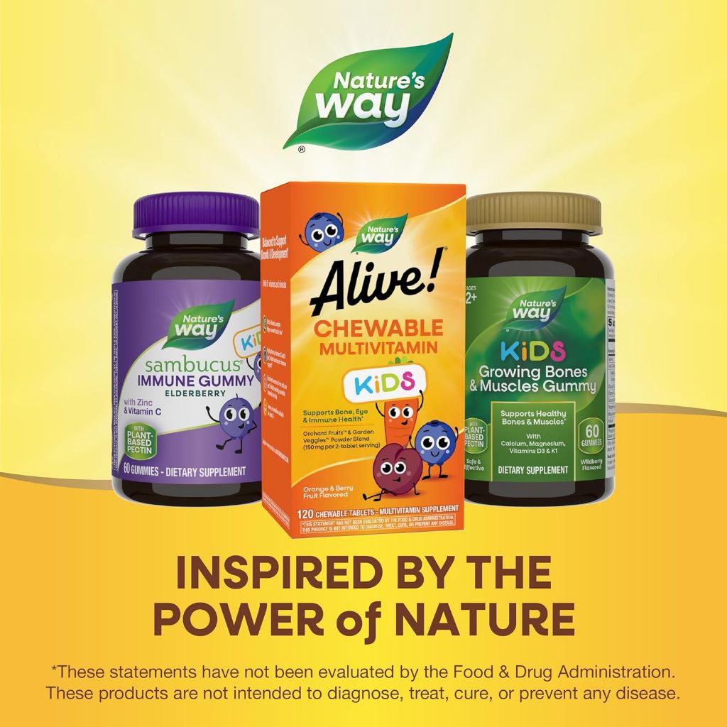 LowCostPH | Nature's Way, Alive!® Kids, Chewable Multivitamin, Ages 2+, Orange & Berry Fruit,