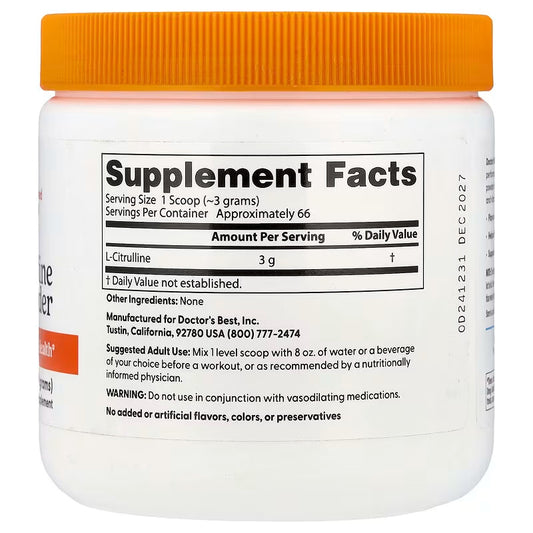 USA Supplements | Doctor's Best, L-Citrulline Powder ( Improves Blood Flow )