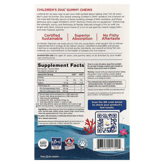 USA Supplements | Nordic Naturals, Children's DHA™ Gummy Chews ( Supports Brain Development )