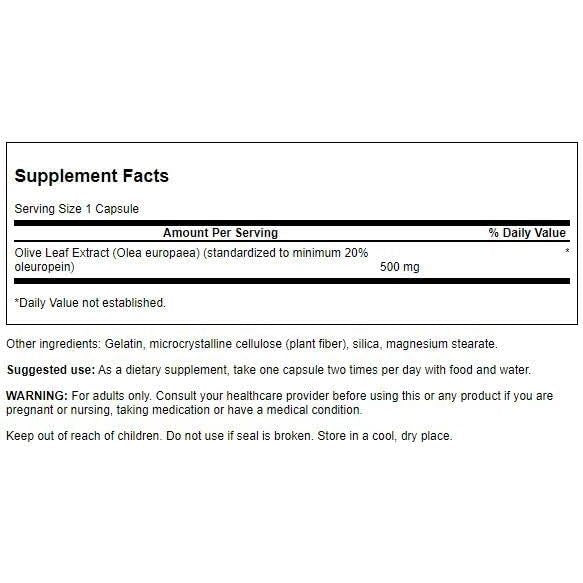 HealthilyYou | Swanson, Olive Leaf Extract , 500 mg , Capsules Immune Health Herbal Supplement