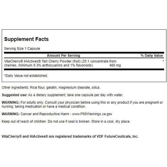 HealthilyYou | Swanson, HiActives® Tart Cherry, 465 mg, 60 Capsules Joint Health and Mobility