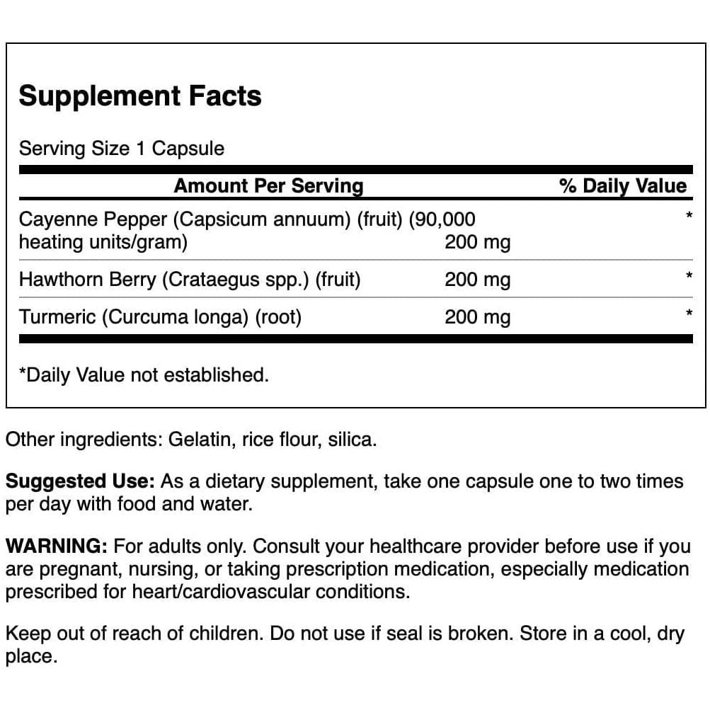 HealthilyYou | Swanson, Turmeric, Hawthorn and Cayenne, 60 Capsules Heart Health 3 in 1 Formula