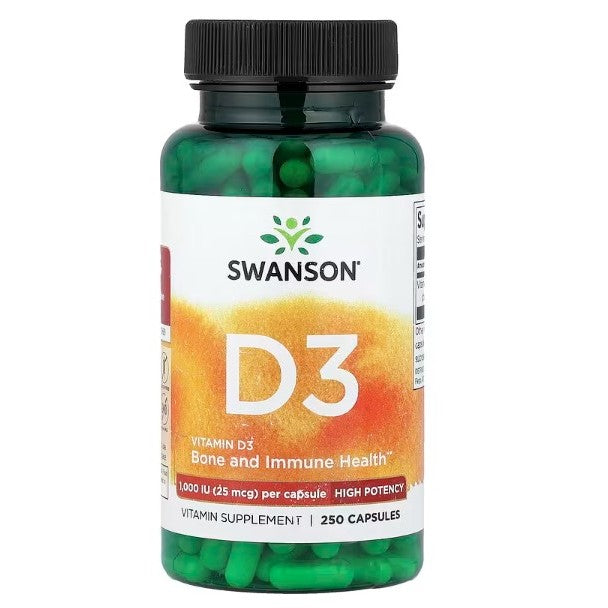 HealthilyYou | Swanson, Vitamin D3, High Potency, 25 mcg (1,000 IU), 50 mcg (2,000 IU), 250 Capsules