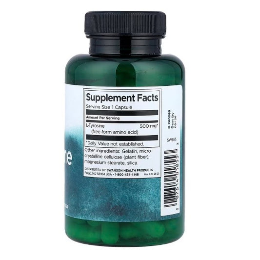 HealthilyYou | Swanson, L-Tyrosine, 500 mg, 100 Capsules Natural Response to Daily Stress