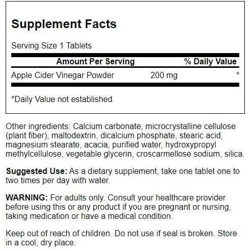 HealthilyYou | Swanson, Apple Cider Vinegar, 200 mg, Tablets Detoxification Support