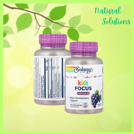 NaturalSolutions | Solaray, Kids Focus Chewables, Natural Grape, 60 Chewables Brain Development
