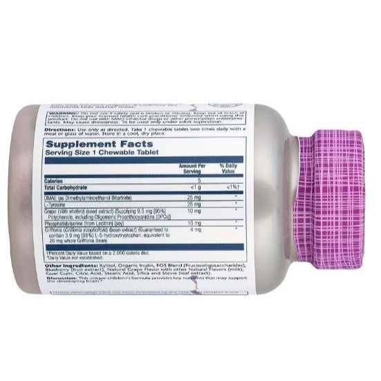 NaturalSolutions | Solaray, Kids Focus Chewables, Natural Grape, 60 Chewables Brain Development