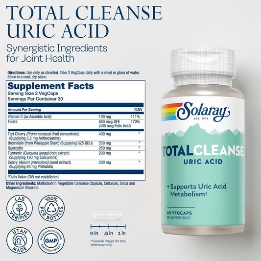 NaturalSolutions | Solaray, Total Cleanse, Colon, Liver, Lymph, Uric Acid, + Supports Uric Acid