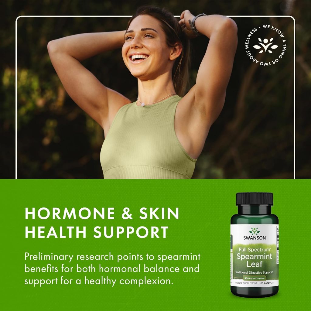 HealthilyYou | Swanson, Full Spectrum® Spearmint Leaf, 400 mg, 60 Capsules  Digestive Support