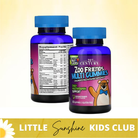 LittleSunshine | 21st Century, Zoo Friends, Multi Gummies, Fruit, 60 Gummies Multivitamin Support
