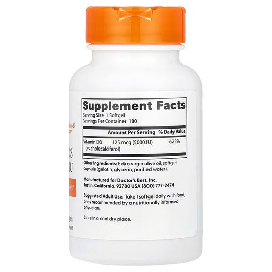 USA Supplements | Doctor's Best, Vitamin D3, 5,000 IU ( Bone Health Support )