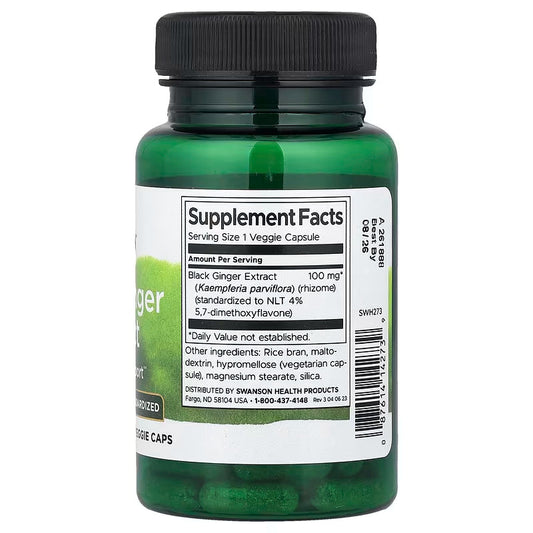 USA Supplements | Swanson, Black Ginger Extract ( Energy & Stamina Support )