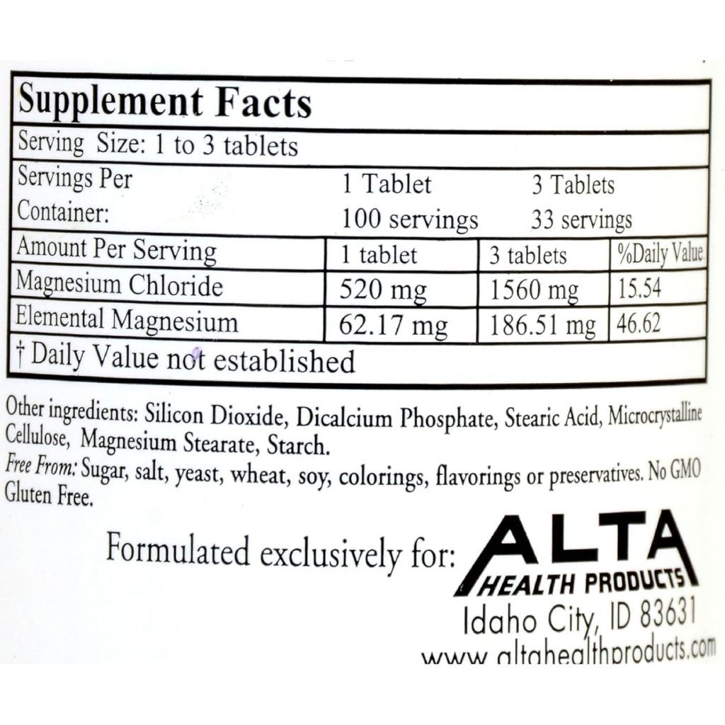 USA Supplements | Alta Health, Magnesium Chloride ( Supports Muscle Function )