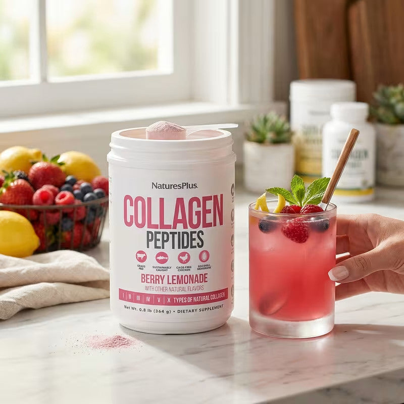 USA Supplements | NaturesPlus, Collagen Peptides, Berry Lemonade, 0.8 lbs ( Skin Support )