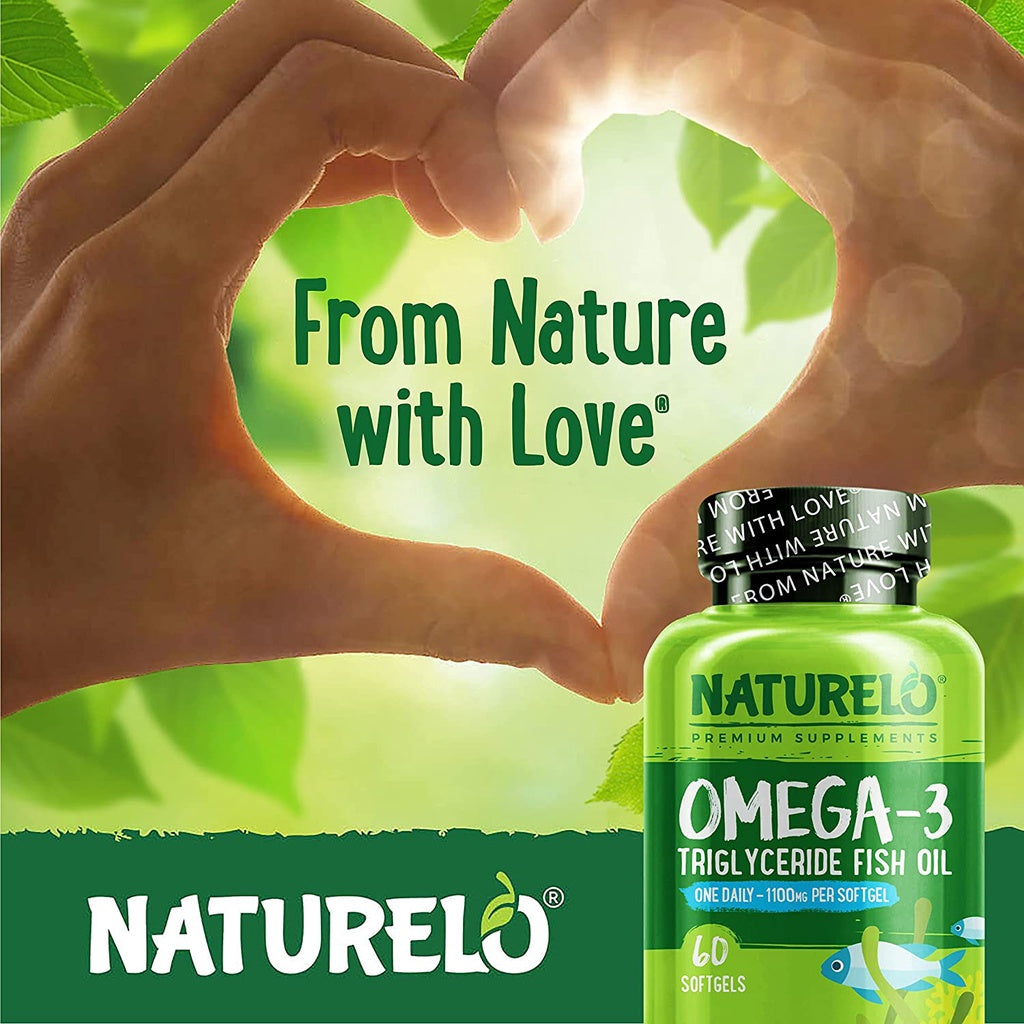 LowCostPh | NATURELO, Omega-3 Triglyceride Fish Oil, 1,100 mg, 60 Softgels | 120 Softgels