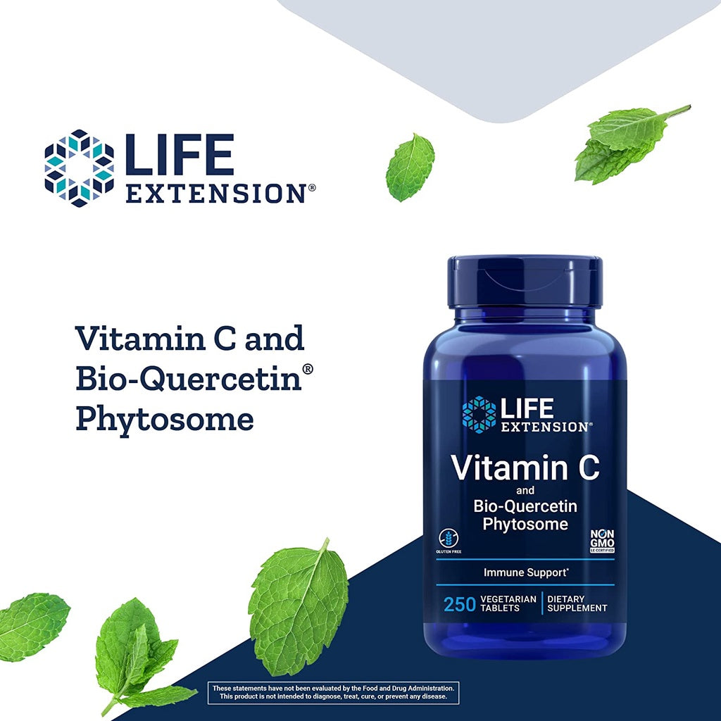 LowCostPh | Life Extension, Vitamin C and Bio-Quercetin, 60 | 250 Vegetarian Tablets