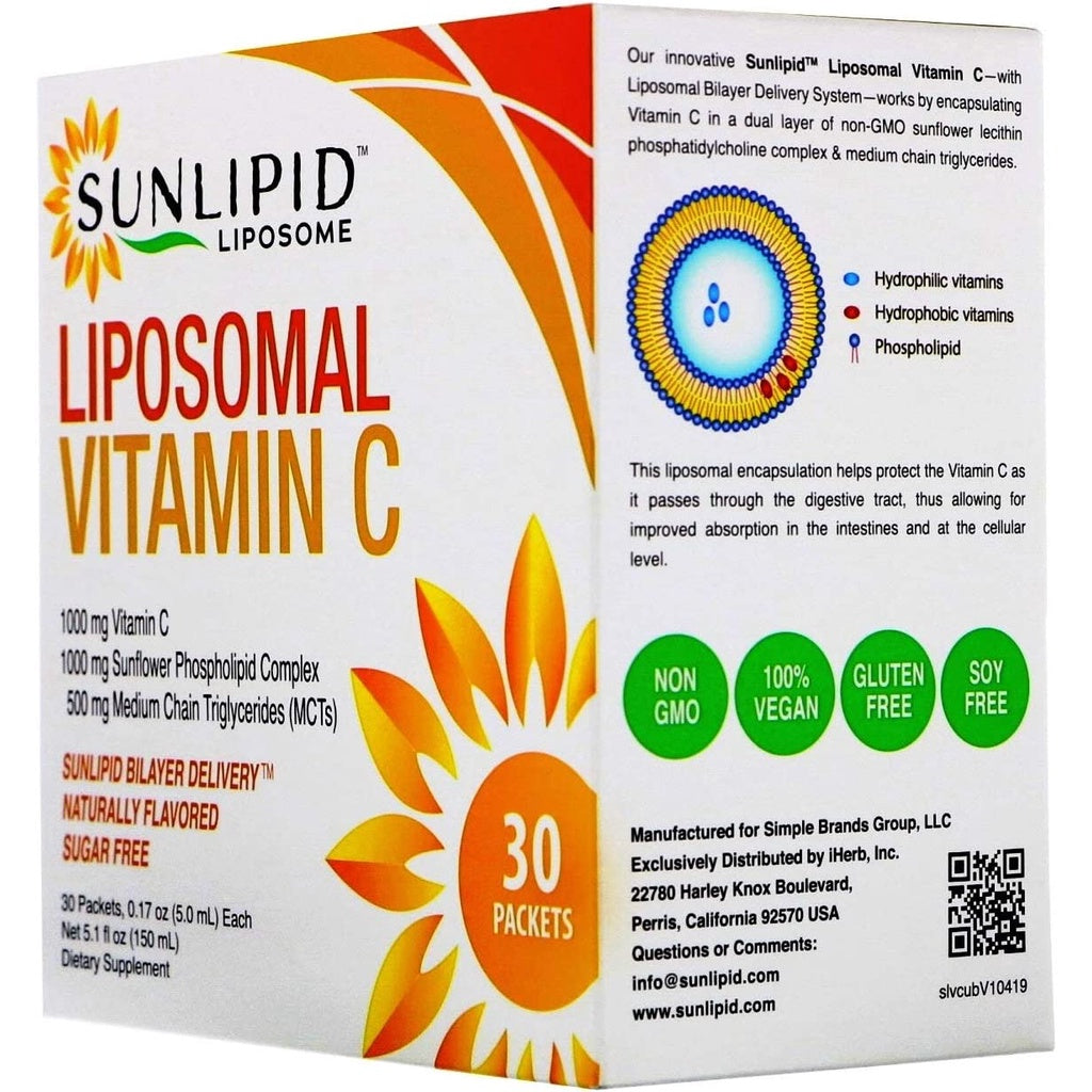 LowCostPH | Sunlipid, Liposomal Vitamin C with MCT Oil, 30 Packets, 0.17 fl oz (5 ml) Each