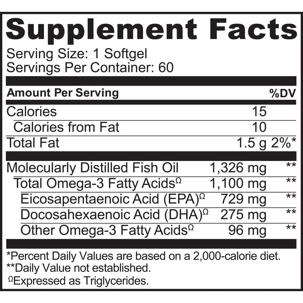 LowCostPh | NATURELO, Omega-3 Triglyceride Fish Oil, 1,100 mg, 60 Softgels | 120 Softgels
