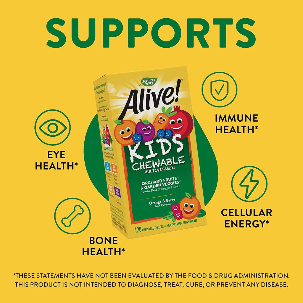 USA Onhand | Nature's Way, Alive! Kid's Chewable Complete Multivitamin, Orange + Berry