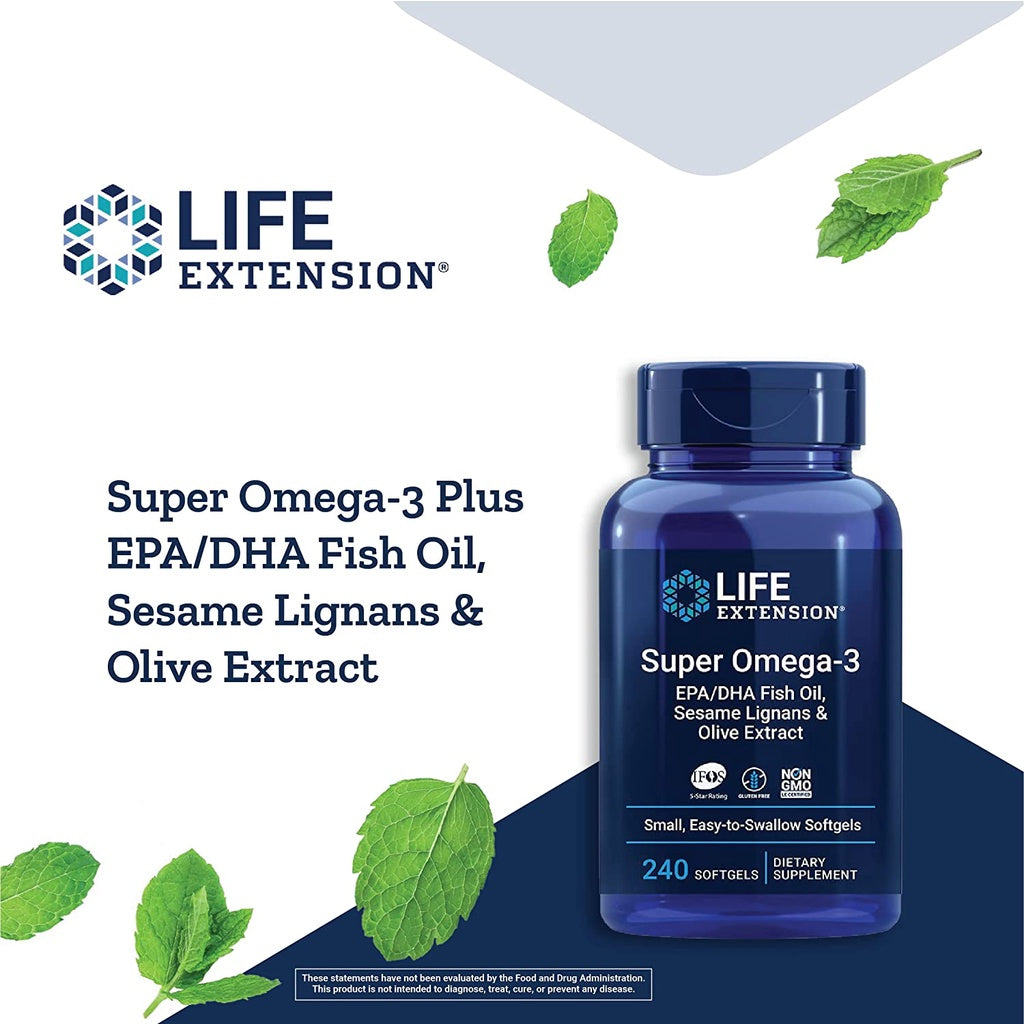USA Onhand | Life Extension, Super Omega-3 EPA/DHA Fish Oil Sesame Lignans & Olive.